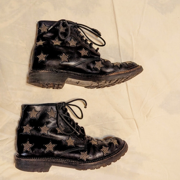 Saint Laurent Star-Studded Leather Combat Boot - Picture 3 of 8